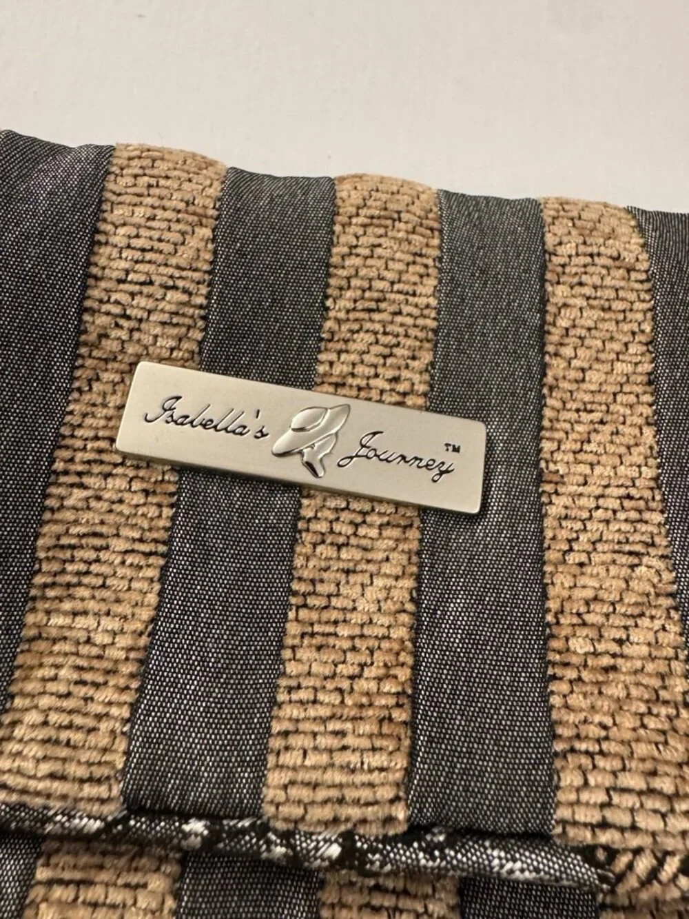 Isabella's Journey Jewelry Case Grey Tapestry Striped LX3